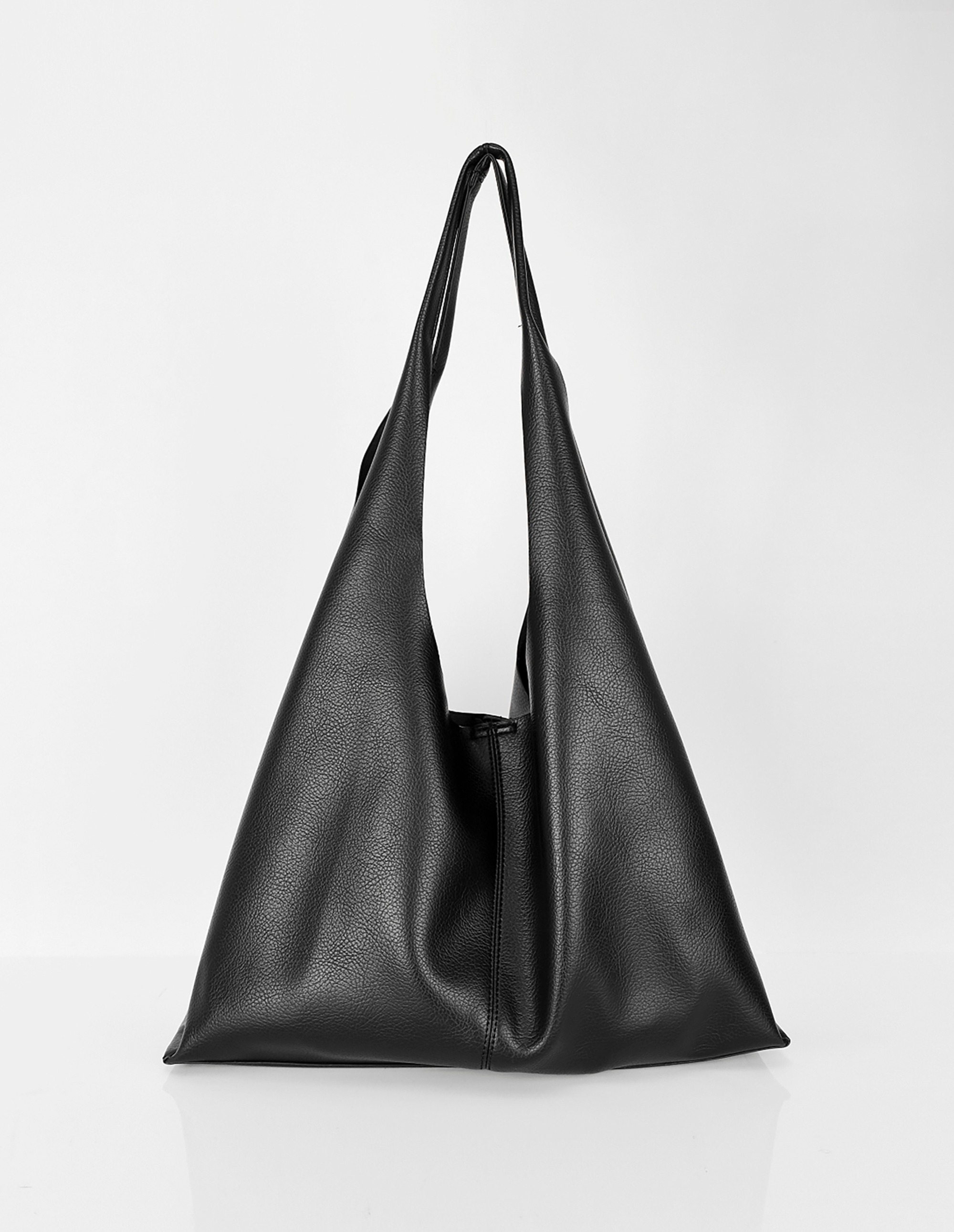 Wide Leather Shopper Bag