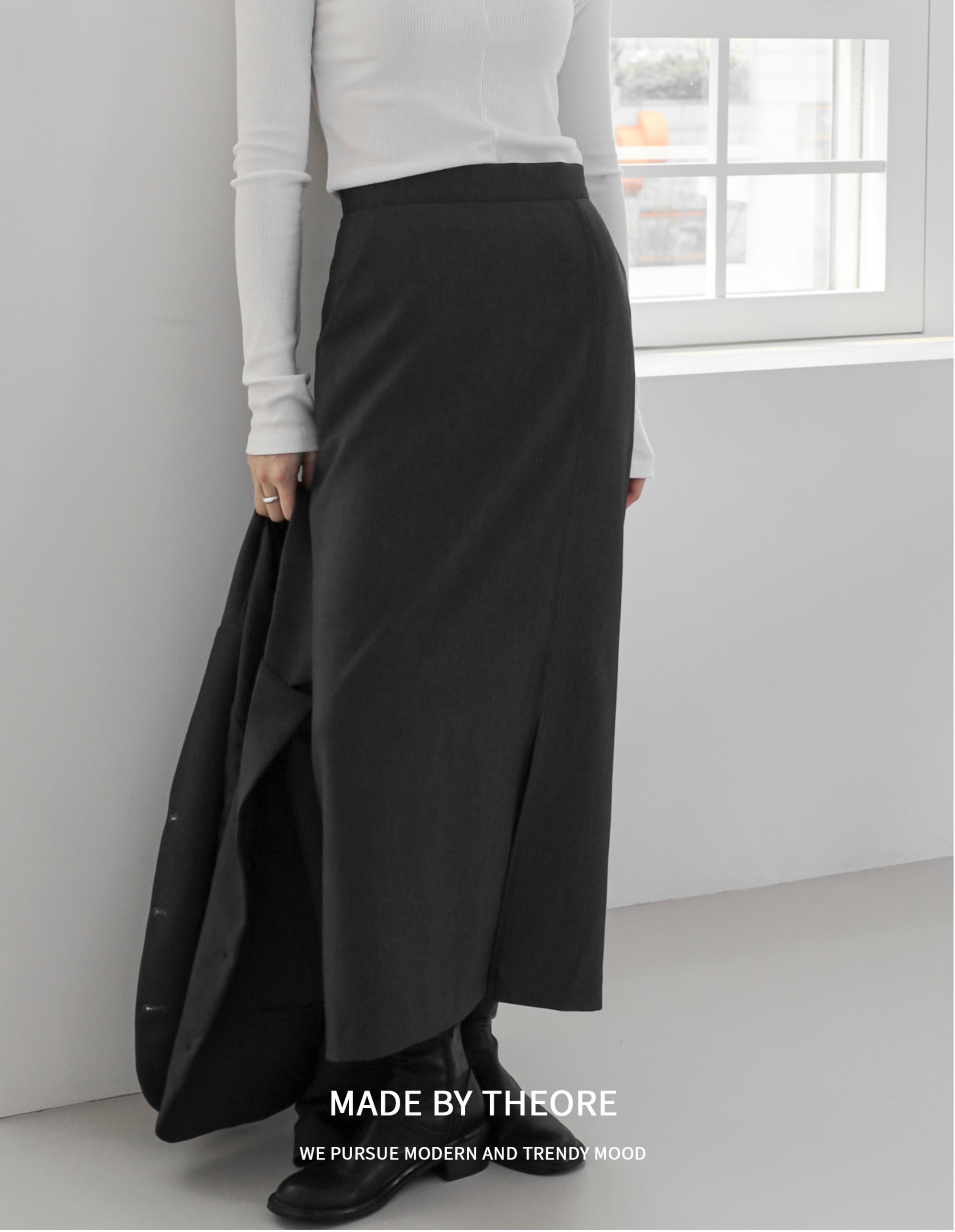 [THEORE] Slit Long Skirt